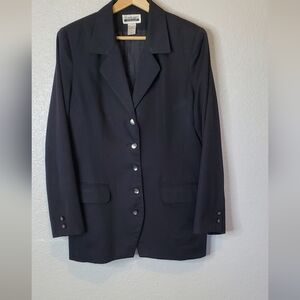 Contempo Casuals Vintage 90s  Black Long Women's Blazer Jacket Size Large